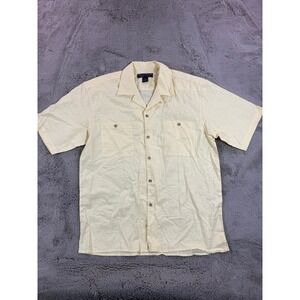Honeywell & Todd Mens Linen Blend Short Sleeve Camp Shirt Size L Yellow